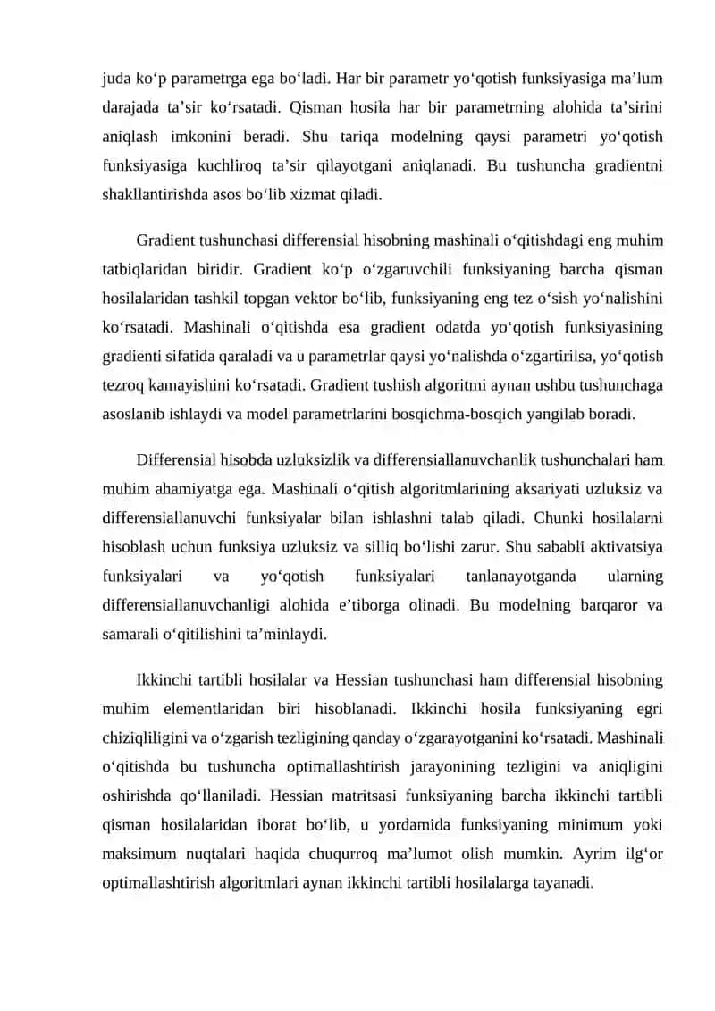 Mashinali o‘qitish algoritmlarida differensial hisob tatbiqlari 4