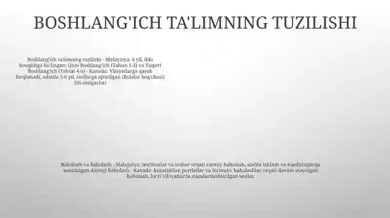 Malayziyada BoshlangʻIch TaʼLim 4