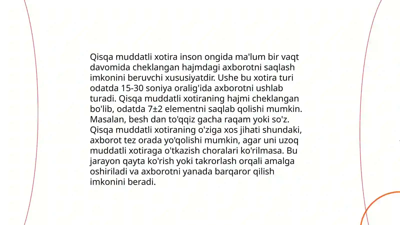 Xotira turlari va uning jarayonlari 4