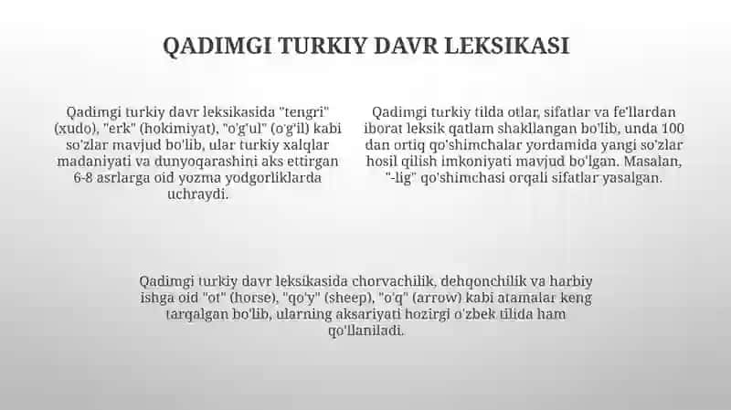 Tarixiylik jihatidan O'zbek tili leksikasi 4