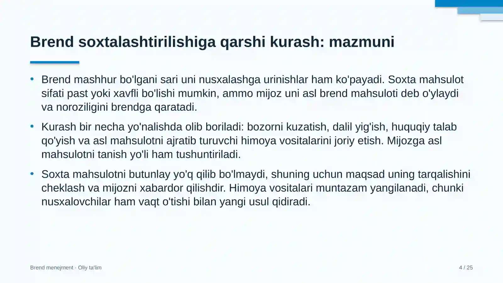 Ko'p tarmoqli shifoxonalarda brend soxtalashtirilishiga qarshi kurashish 4
