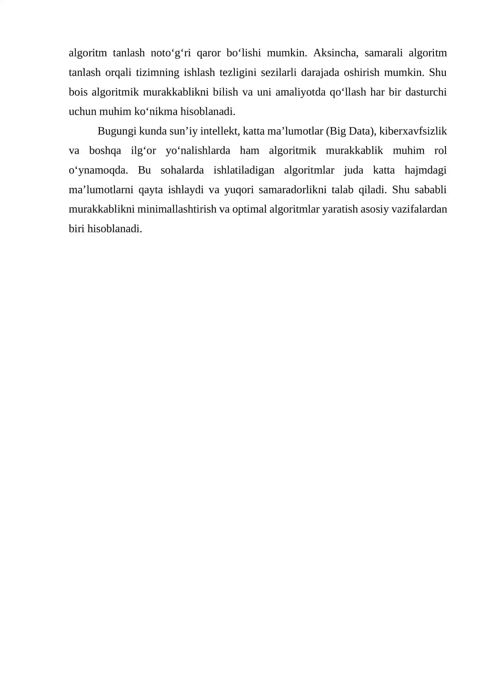 Algaritim murakkablik tushunchasi va hisoblash samaradorligi 4