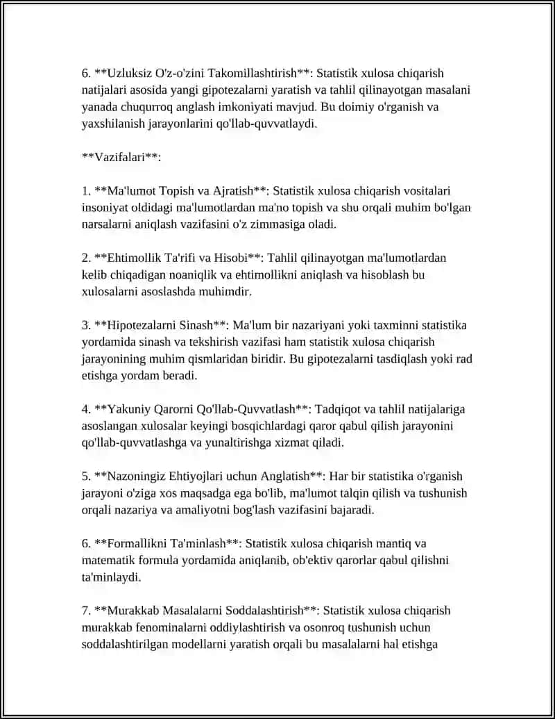 STATISTIK XULOSA CHIQARISH 4