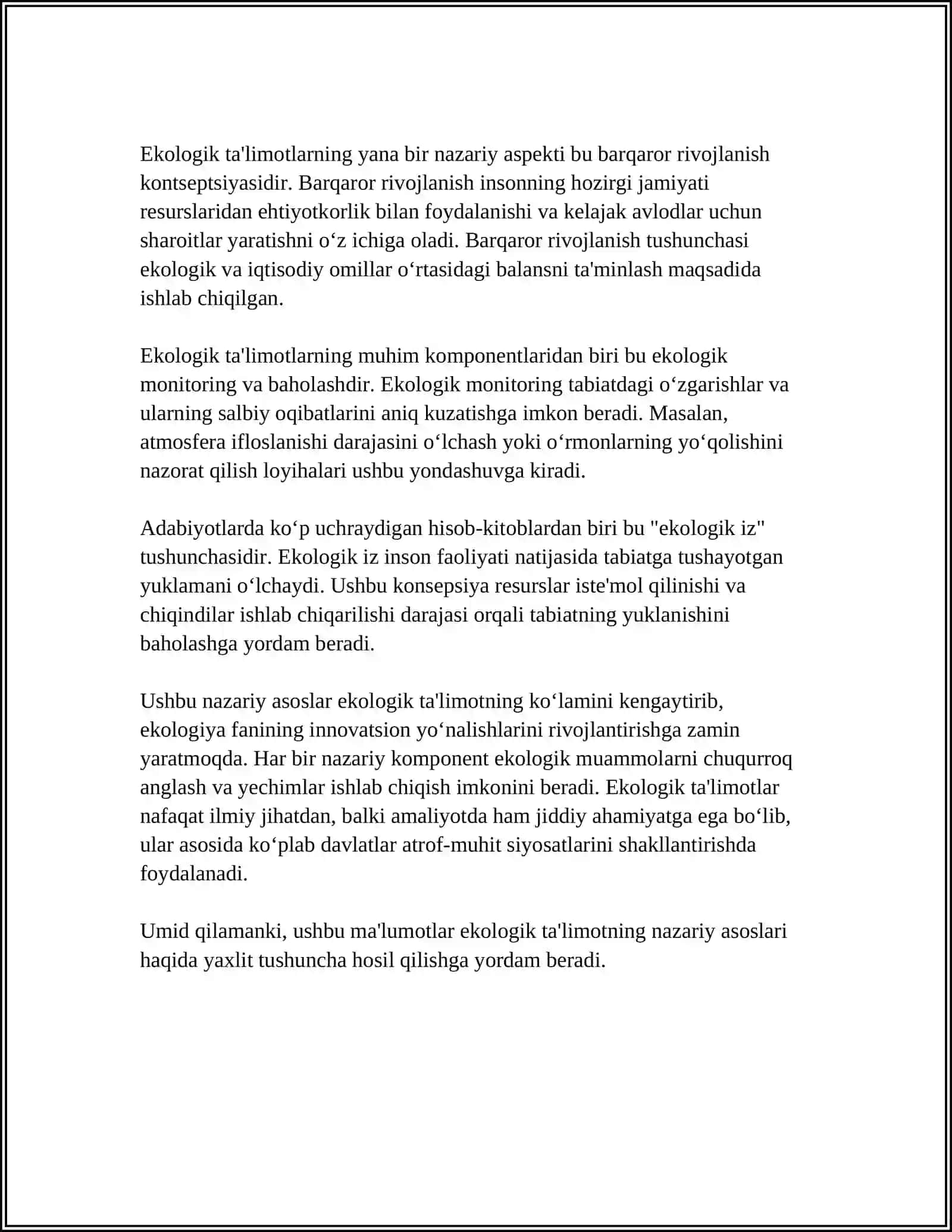 EKOLOGIK TA'LIMOT VA UNING SHAKLLANISHLARI 4