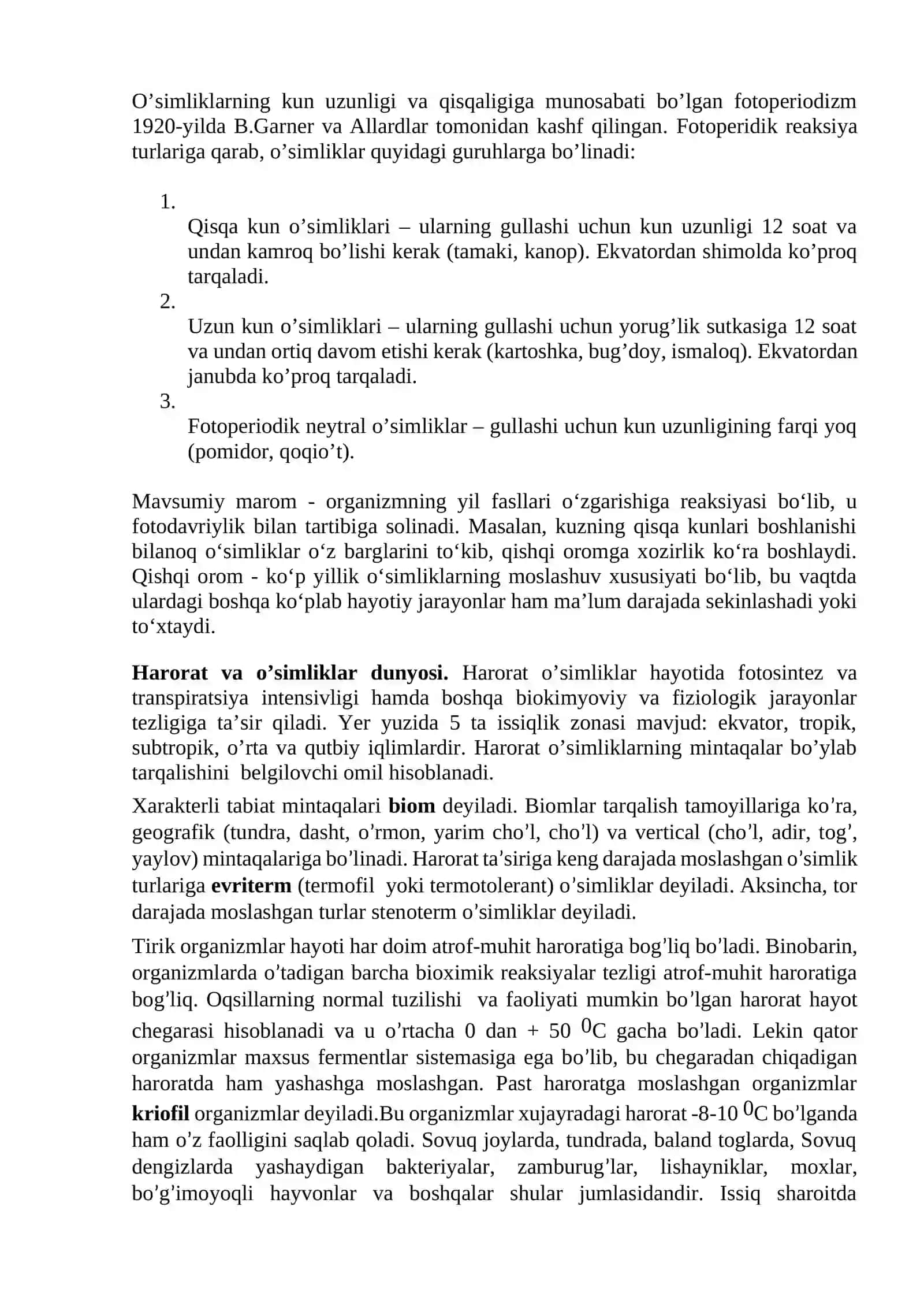 2-ma’ruza Tashqi muhit omillarining o’simliklarga ta’siri 4