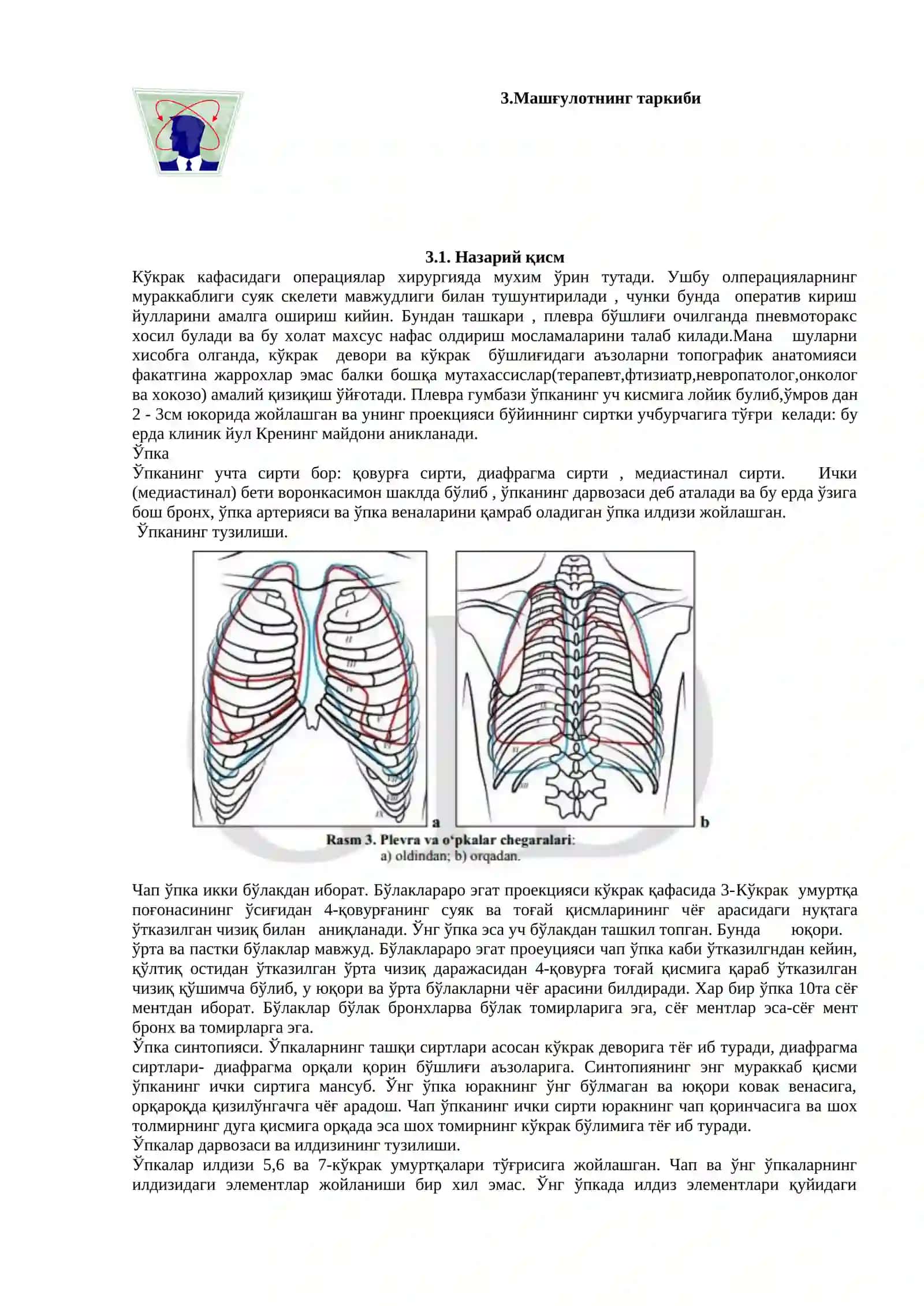 Кўкрак соҳасининг клиник анатомияси 4