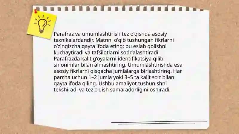 Tez oʻqishga oʻrgatish usullari 4
