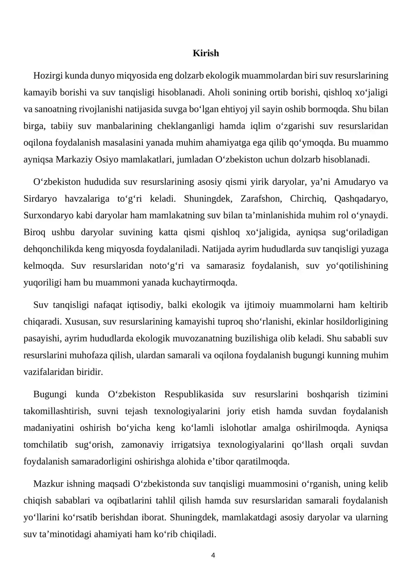 O‘zbekistonda suv tanqisligi muommosi 4