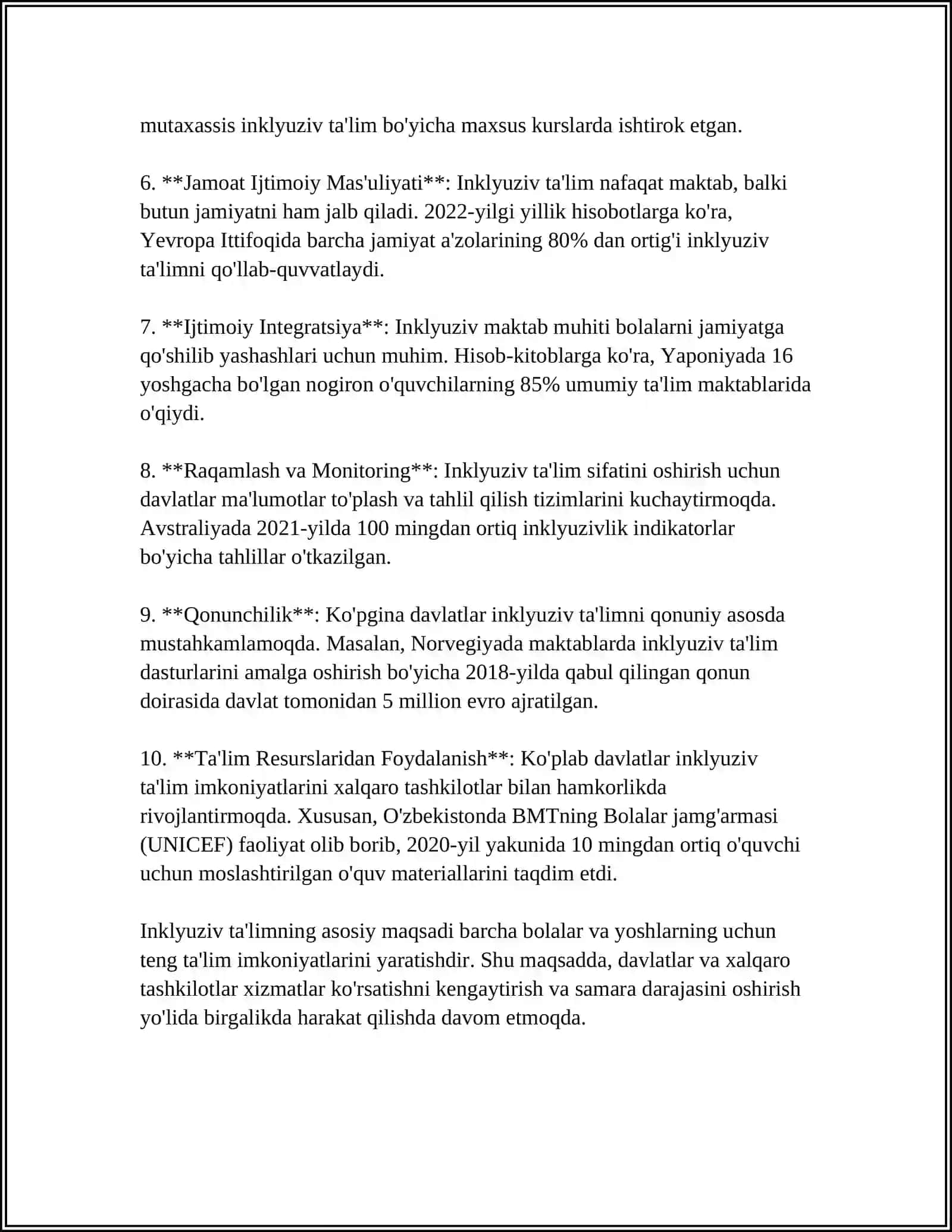 INKLYUZIV TA'LIM MODELLARI: TAHLILI VA XUSUSIYATLARI 4