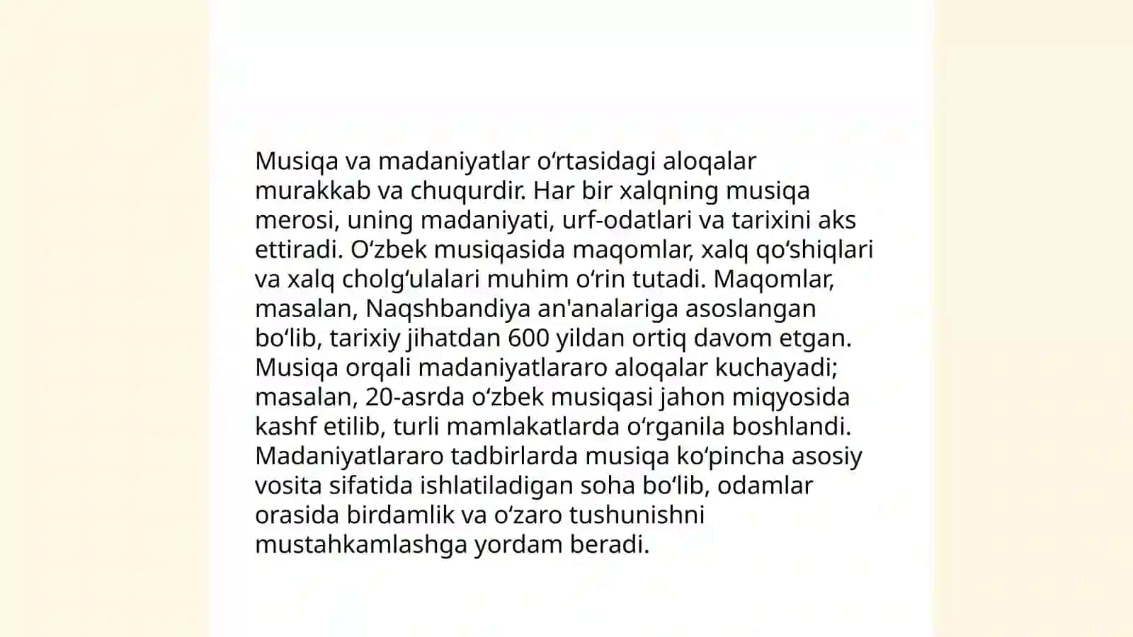Musiqa sanʼatining hayotdagi oʻrni va roʻli 4