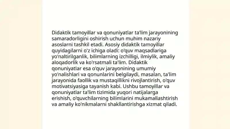 TA'LIM JARAYONINING QONUNIYATLARI VA TAMOYILLARI 4