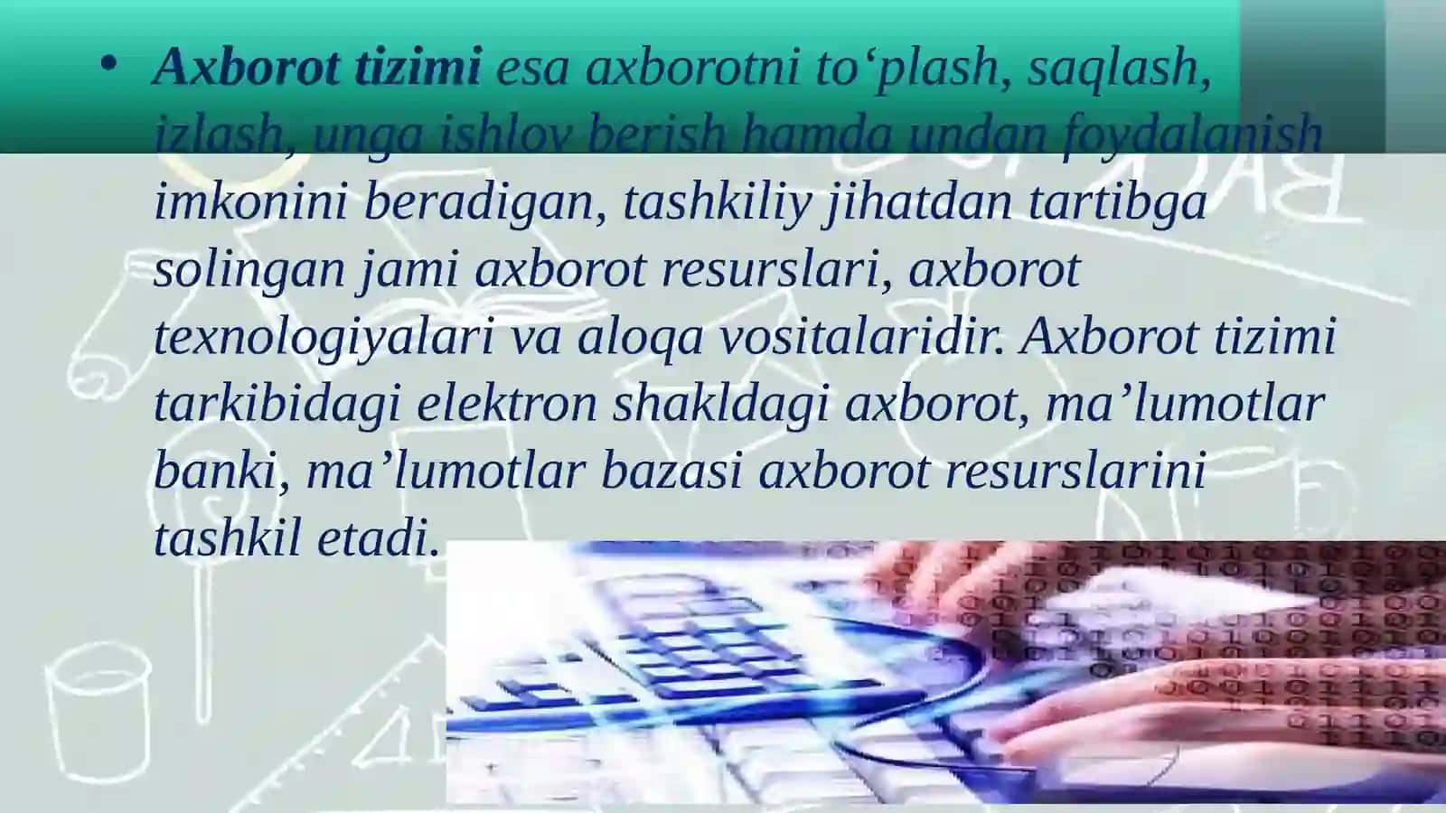 Axborot texnalogiyasi tushunchasi va klassifikatsiyasi 4