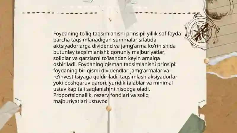 Korxona foydasining taqsimlanishi va ishlatilishi 4