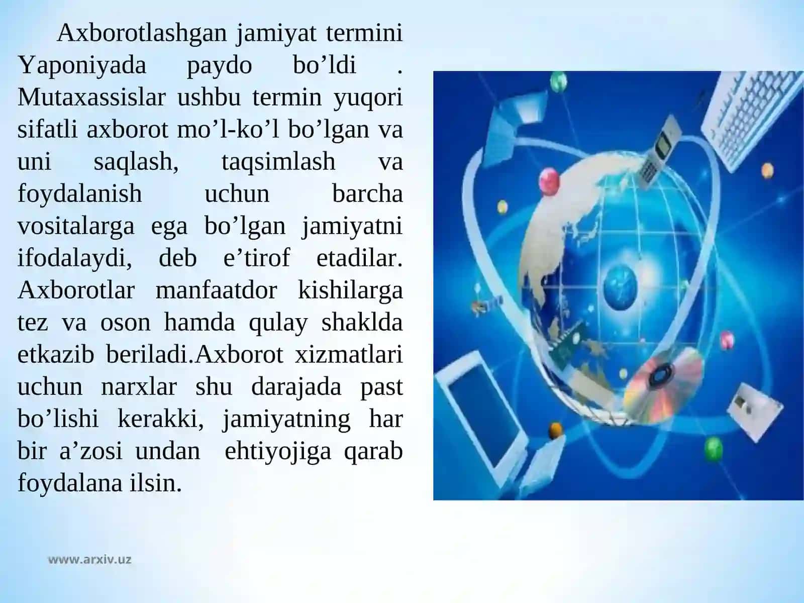 Axborotlashgan jamiyat tushunchasi 4