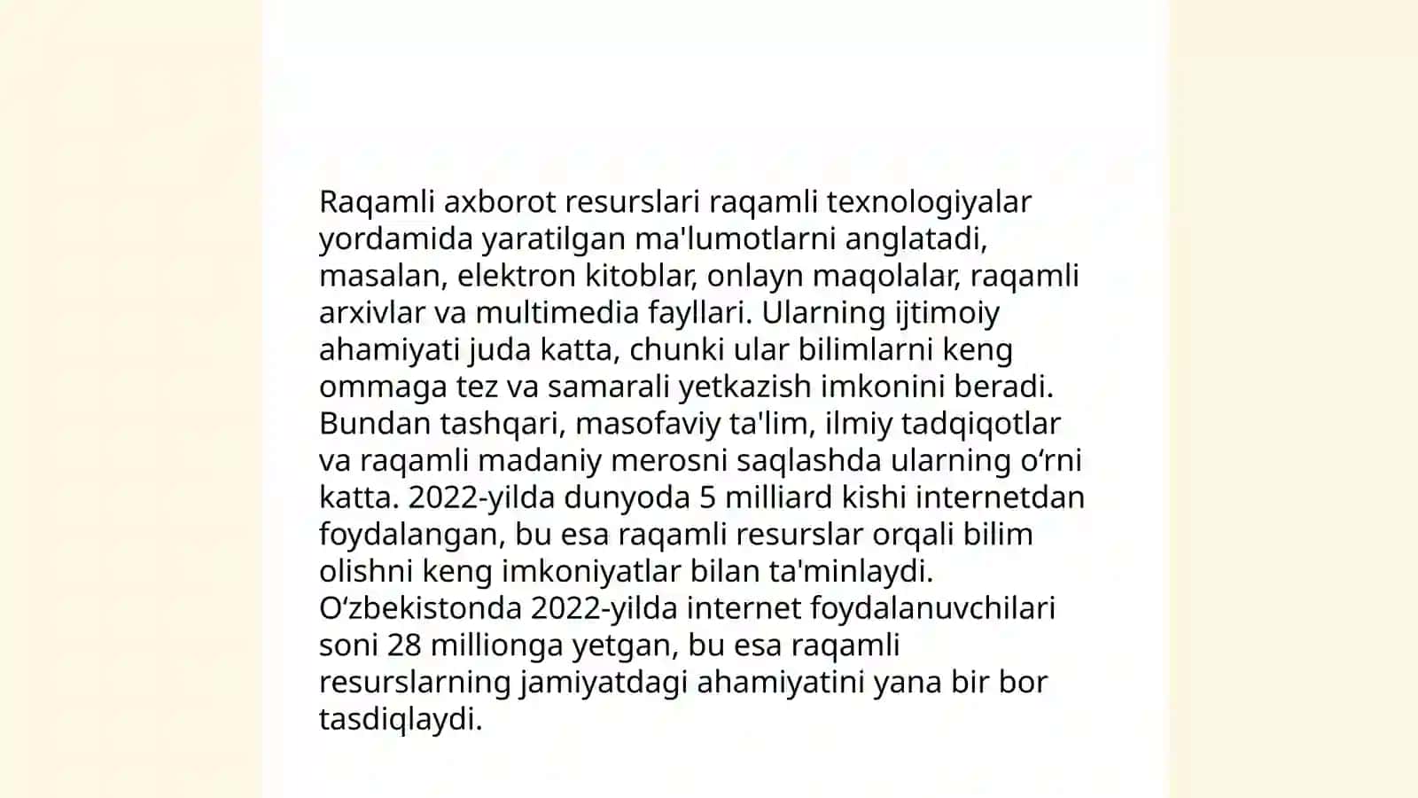 Axborotning jamiyatdagi o'rni va ahamiyati 4