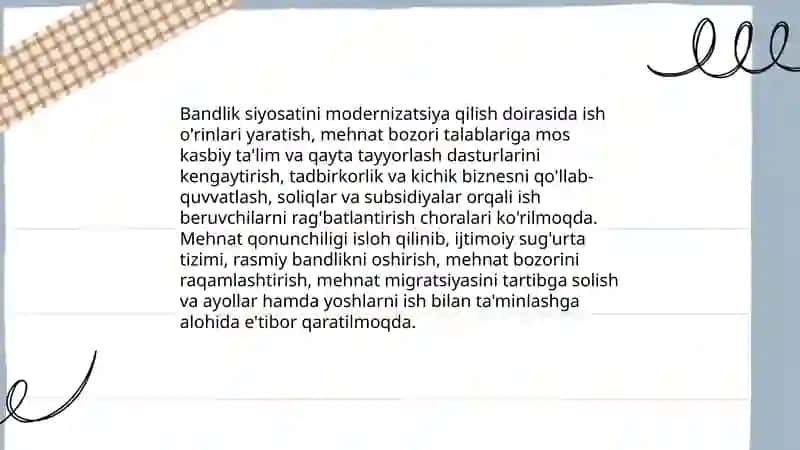 Oʻzbekistonda ijtimoiy sohada amalga oshirilayotgan oʻzgarishlar mazmun va mohiyati 4