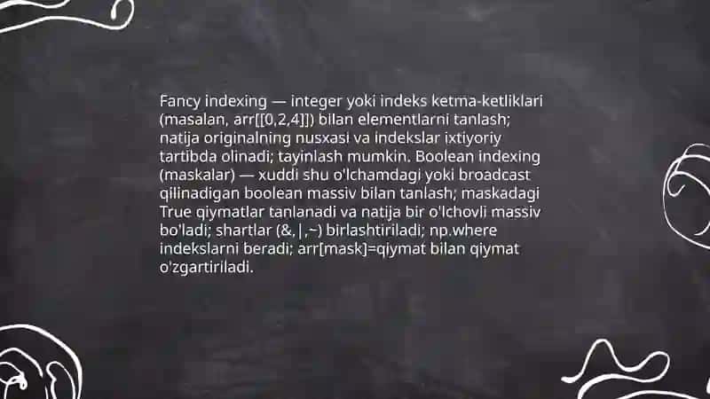 Python dasturlash tilida Numpy kutubxonasi bilan ishlash 4