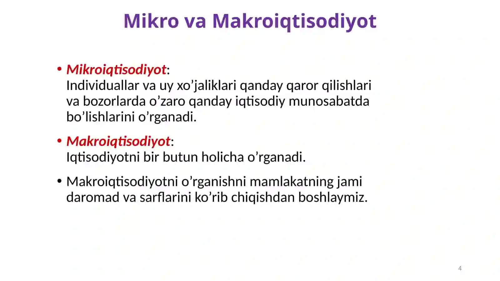 Ma’ruza Makroiqtisodiy 4