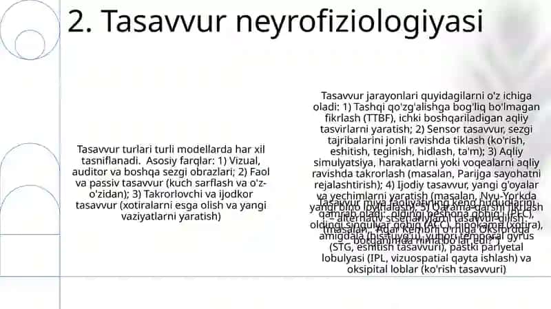 Xayol jarayonlari. Xayol turlarini yoritish 4