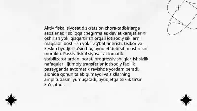 Fiskal siyosat, byudjet defitsiti va davlat qarzi 4