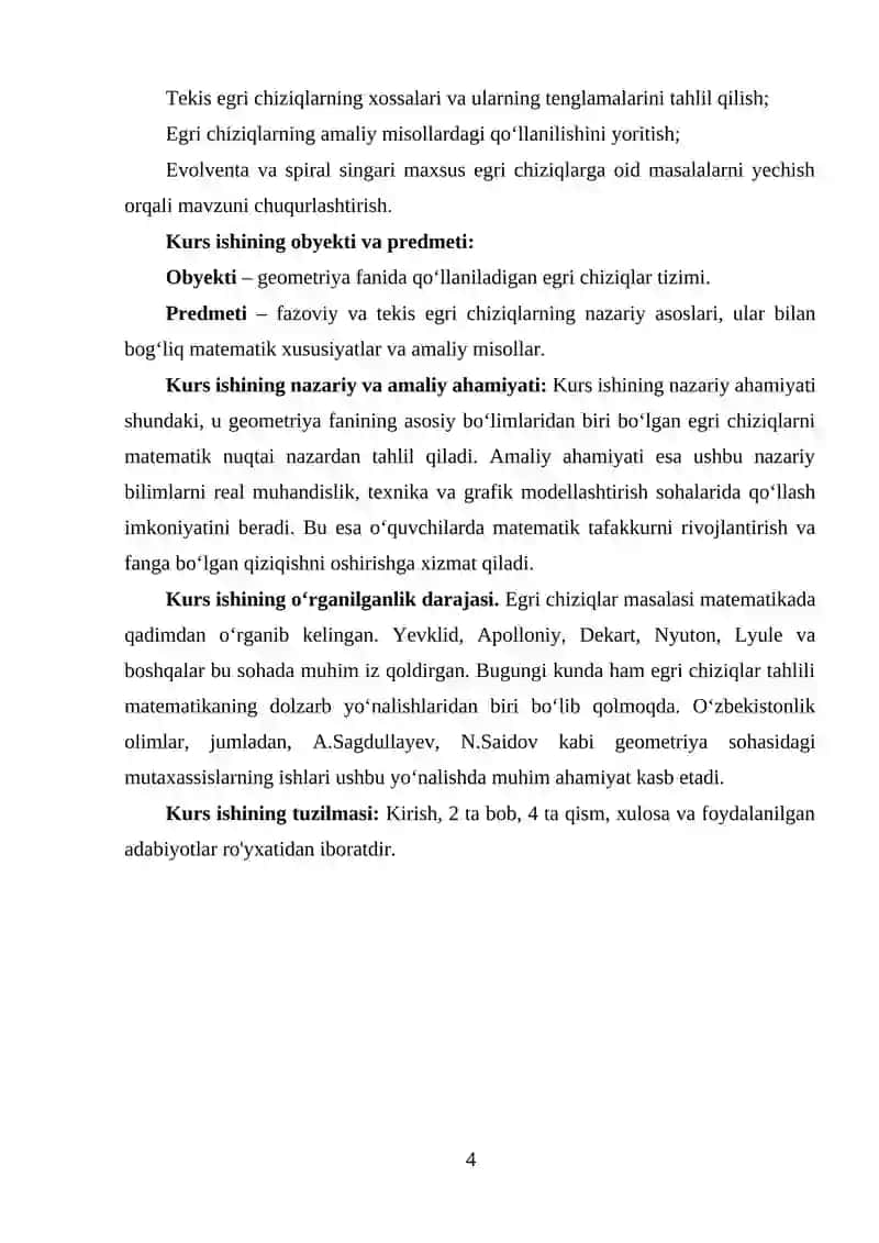 Egri chiziqlar va ularning nazariy asoslari 4