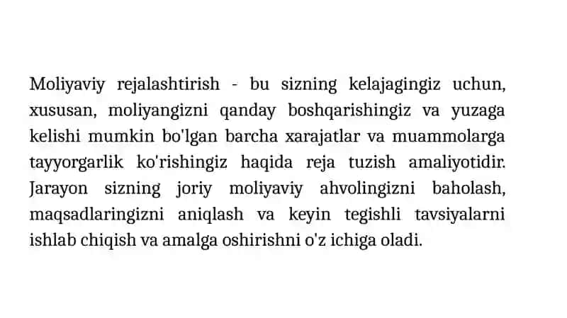 SHAXSIY MOLIYAVIY REJANI ISHLAB CHIQISH 4
