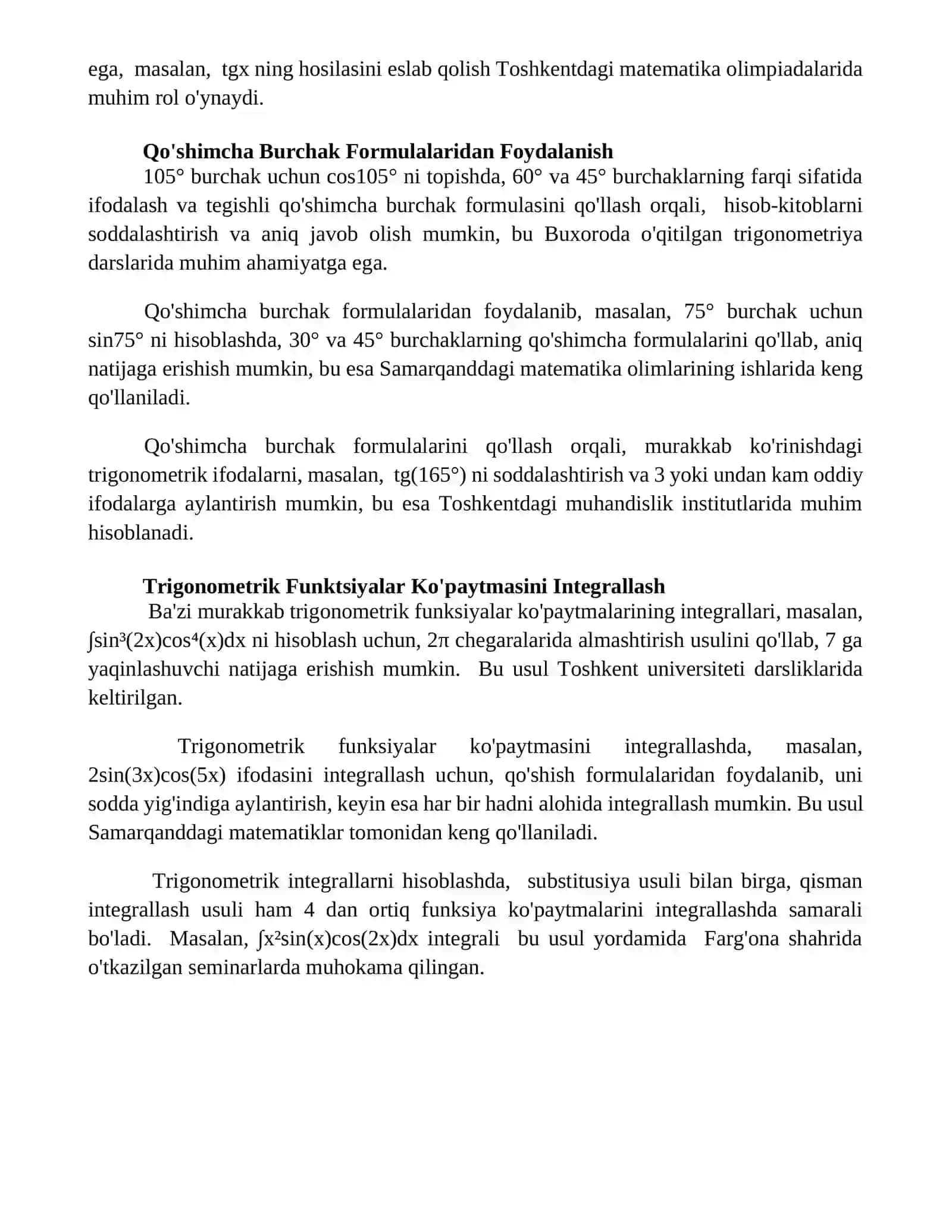 Trigonometrik funksiyalarni integrallash 4