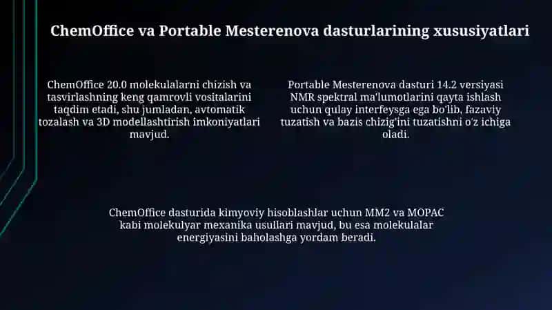 ChemOffice va Portable Mesterenova dasturlari 4