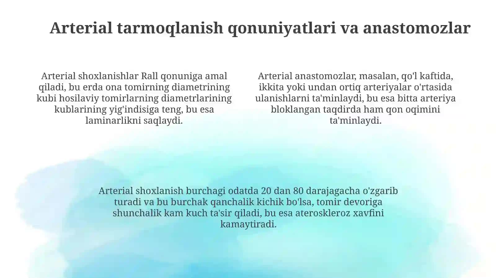 Arteriyalarning tarqalish qonuniyatlari 4