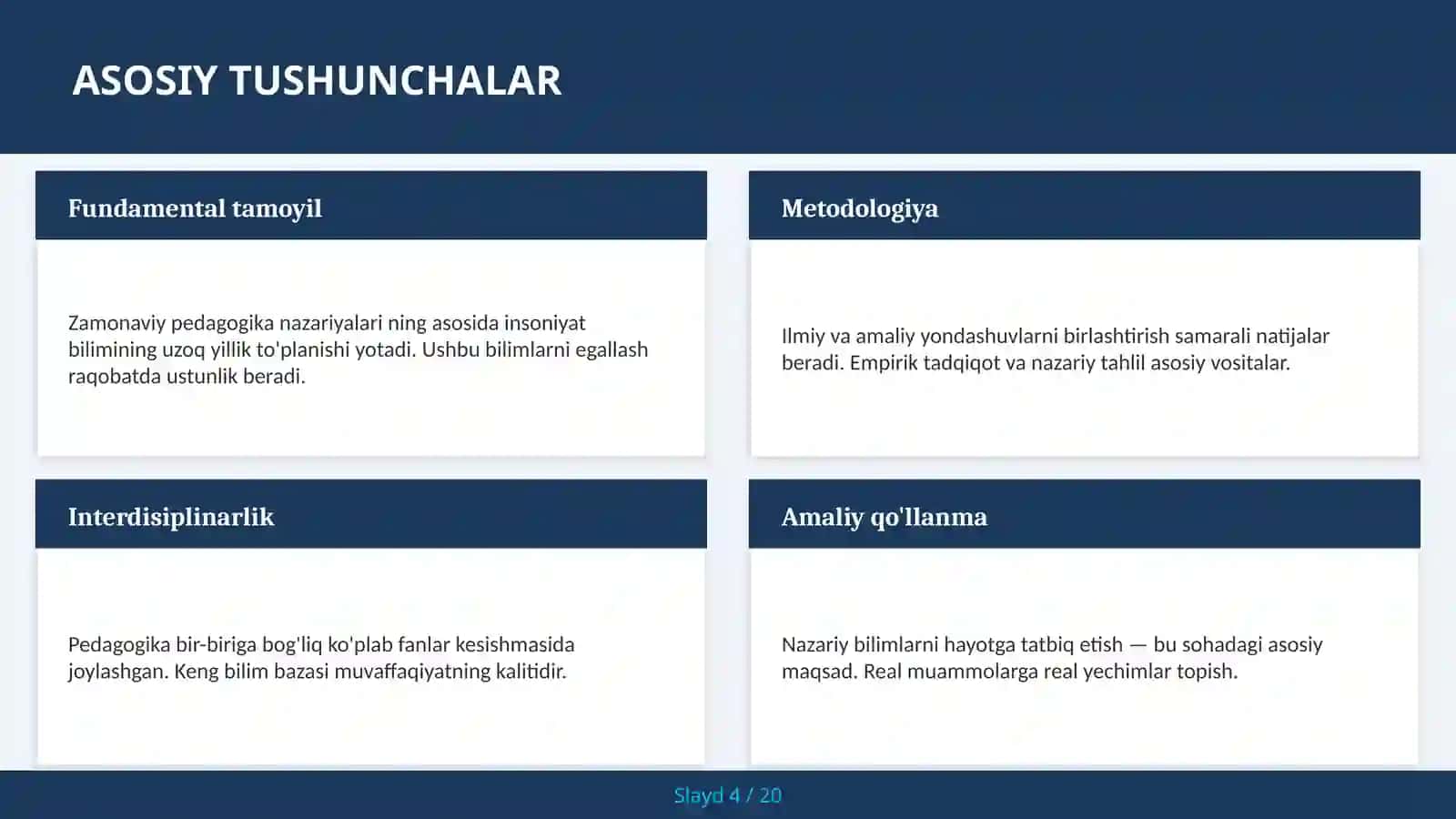 ZAMONAVIY PEDAGOGIKA NAZARIYALARI 4