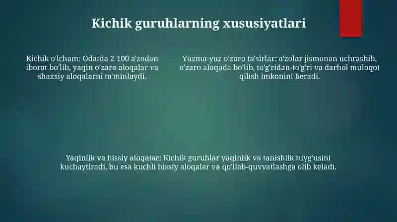 Kichik Guruhlar Psixologiyasi 4