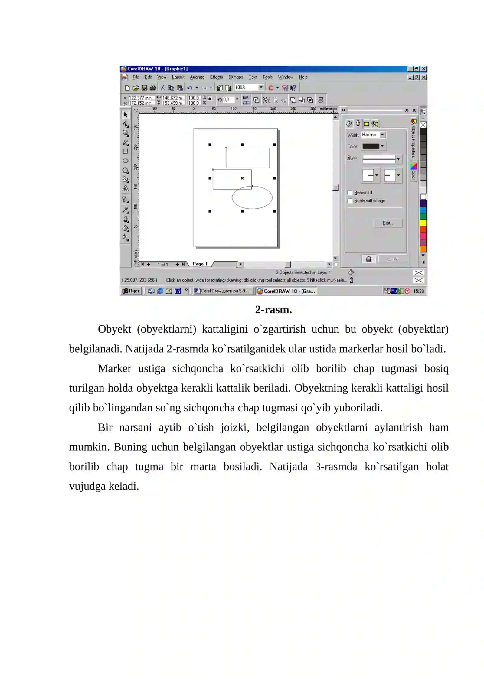 Corel Draw dasturida yol poyi va yol toshamasi kondalang kesimini chizmasini chizish 4