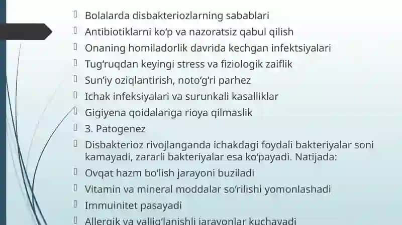 Bolalarda Disbakteriozlar 4
