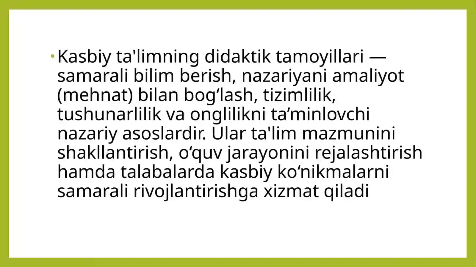 Kasbiy ta'limning didaktik tamoyillarini o'rganish 4