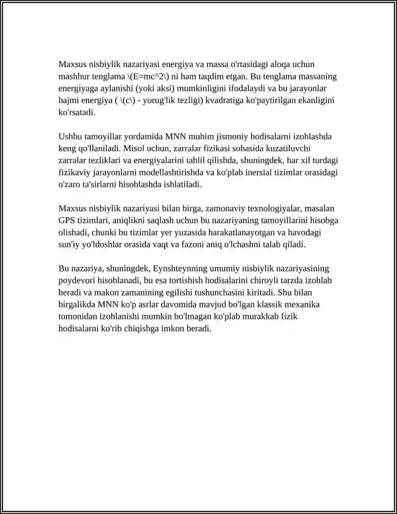 Maxsus nisbiylik nazariyasi elementlari 4