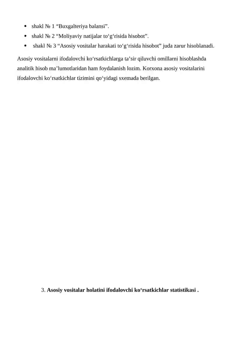 ASOSIY VOSITALAR KO’RSATGICHI STATISTIKASI 4