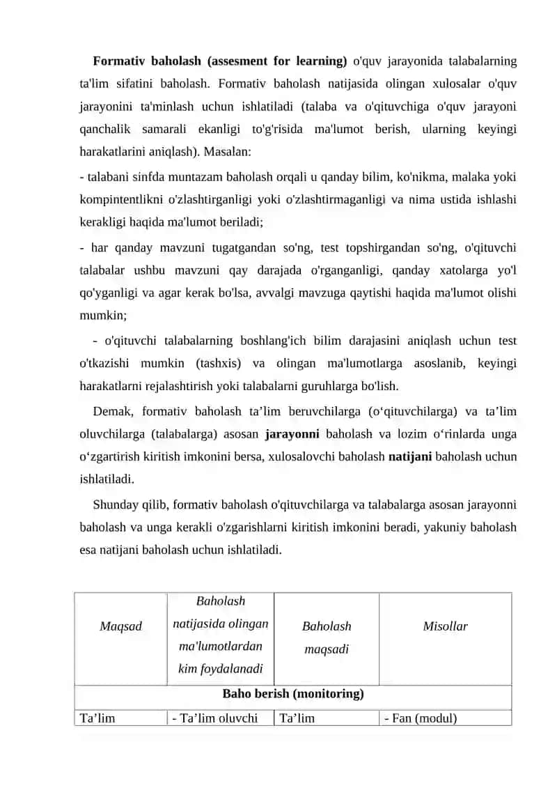 Pedagogik testlar va baholash jarayonlari 4