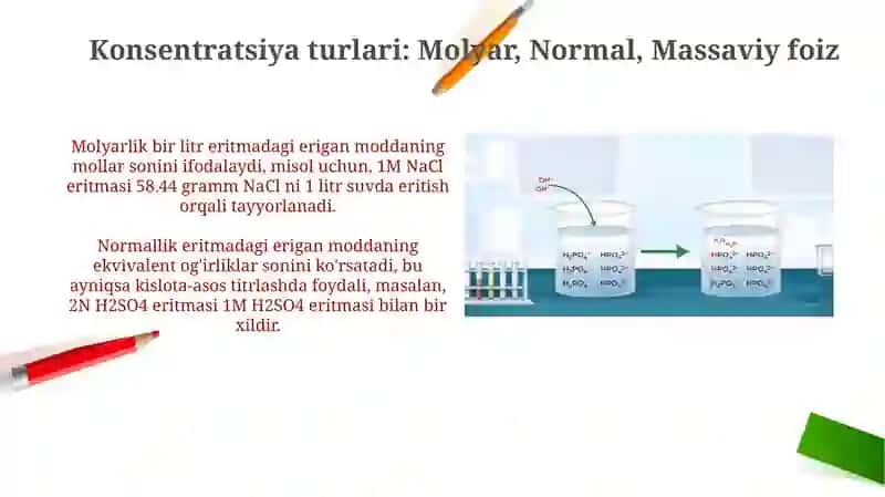 Turli konsintratsiyali eritmalar tayyorlash 4