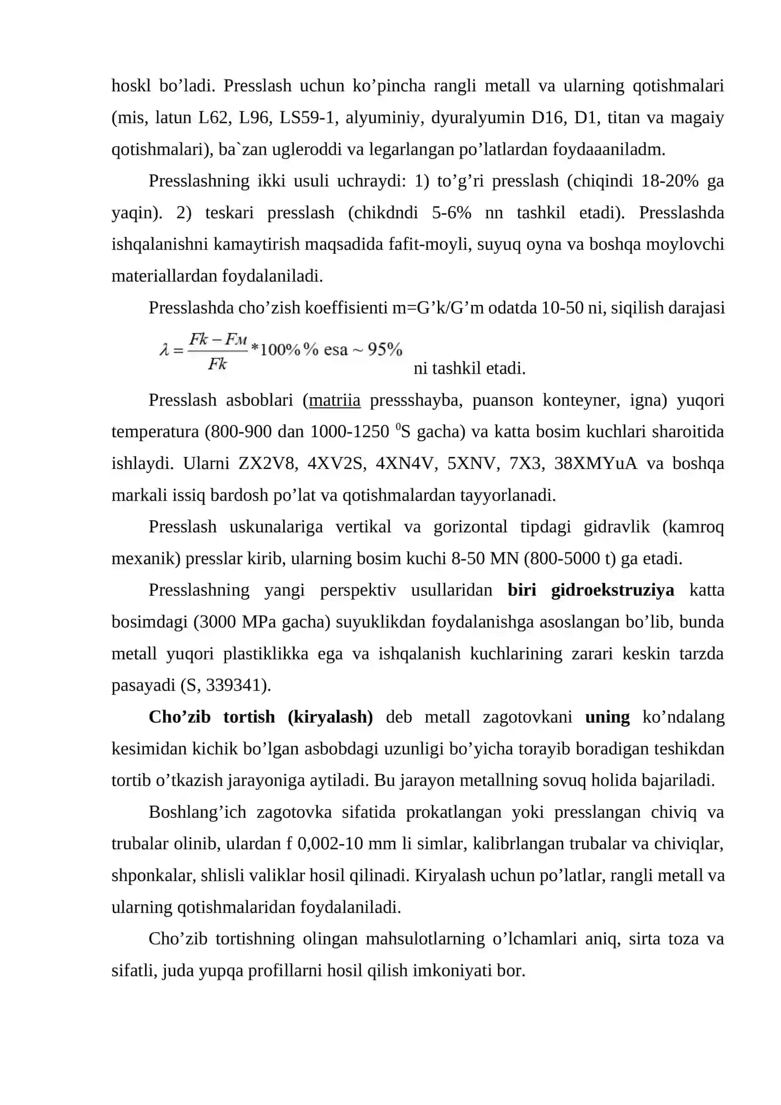 Mаshinаsоzlik prоfillаrini ishlаb chiqаrish usullаri 4