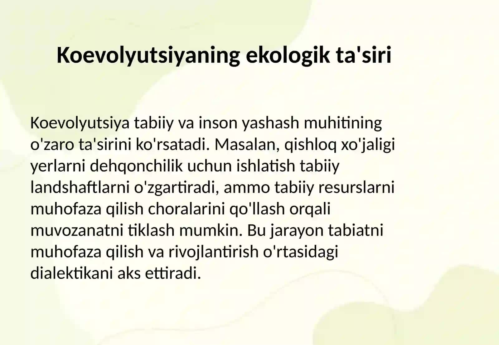 “Koevolyutsiya va environmentalizm dialektikasi” 4