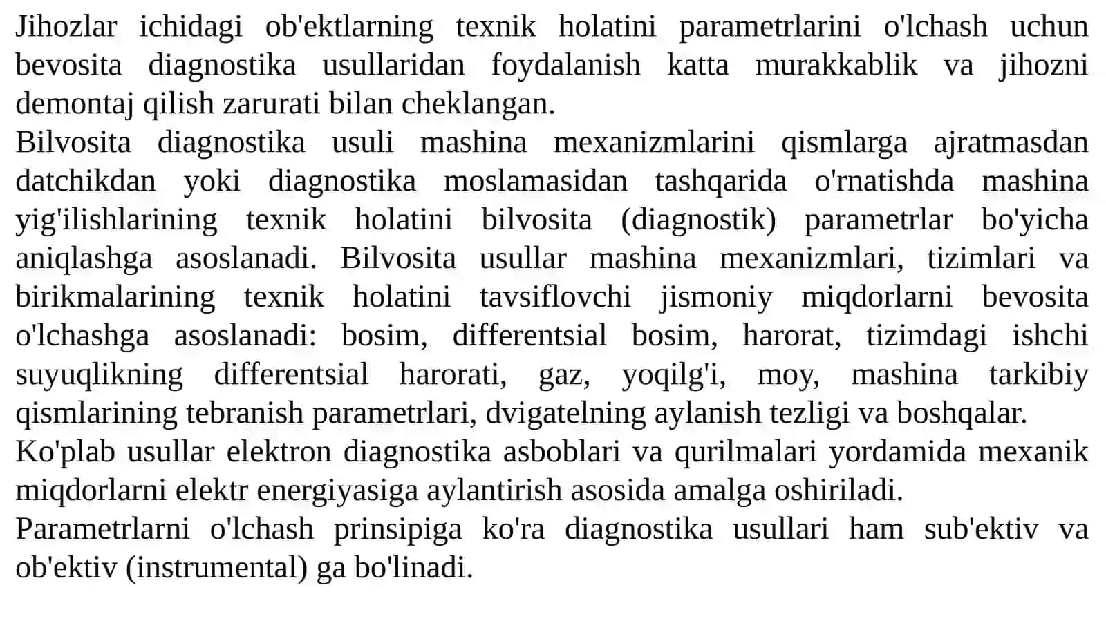 TEXNIK DIAGNOSTIKA USULLARINING HARAKTERISTIKASI 4
