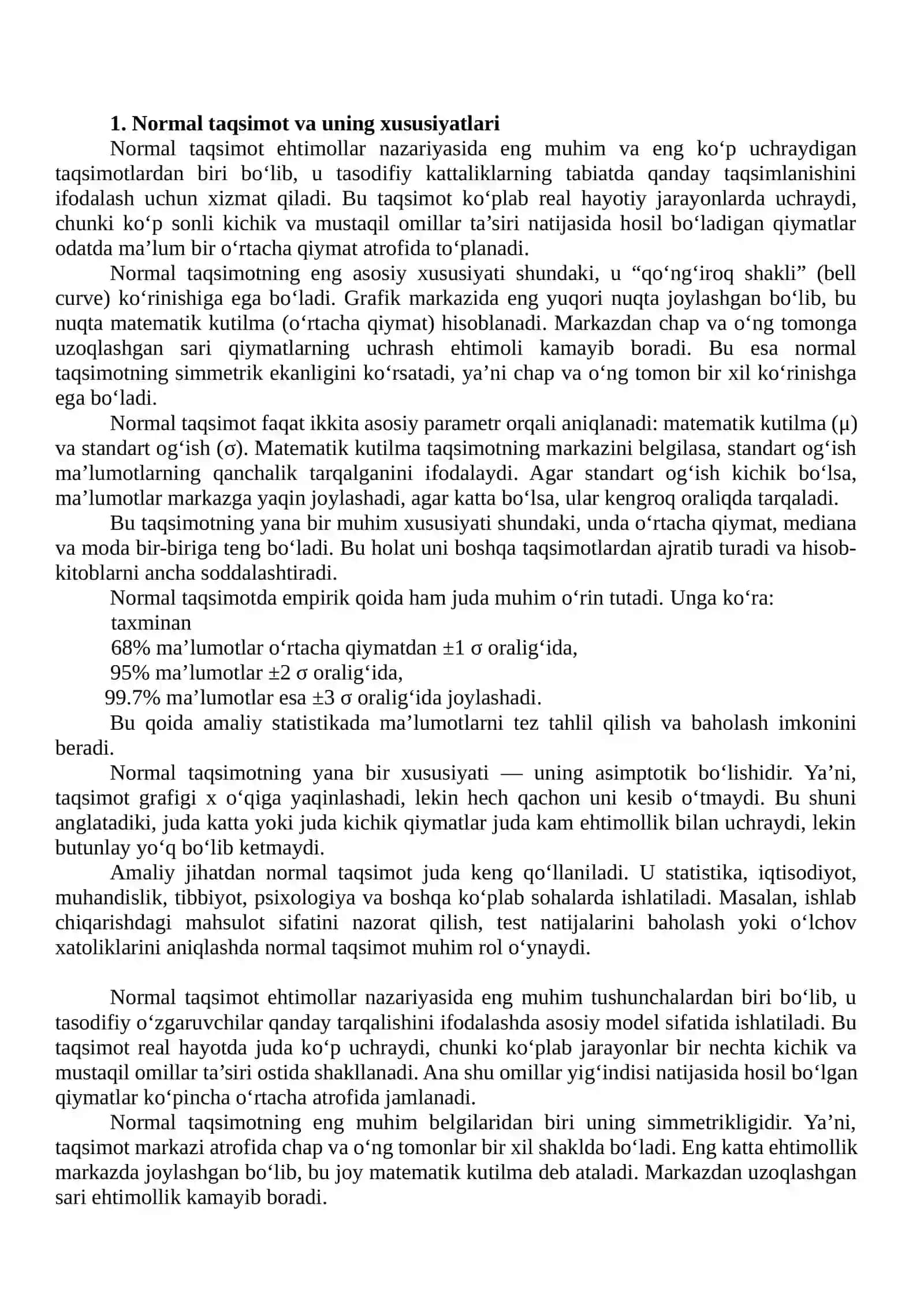 Normal taqsimot va uning xususiyatlari 4