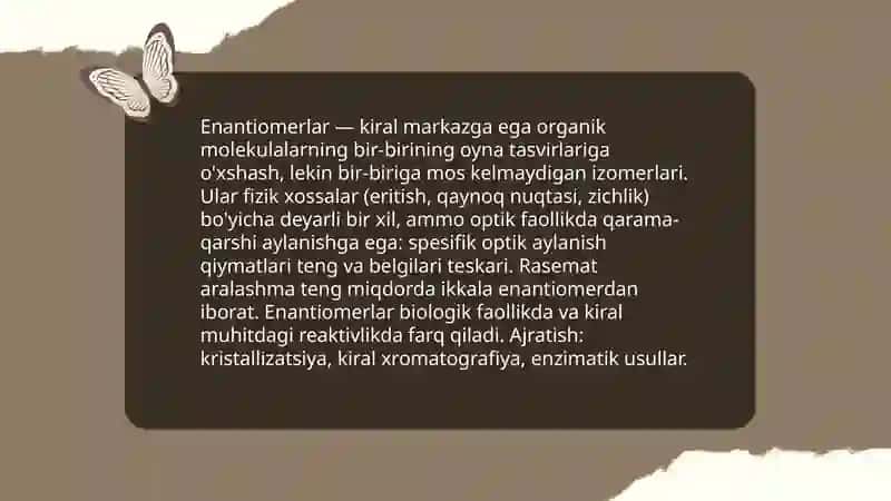 Organik birikmalarning stereokimyosi 4