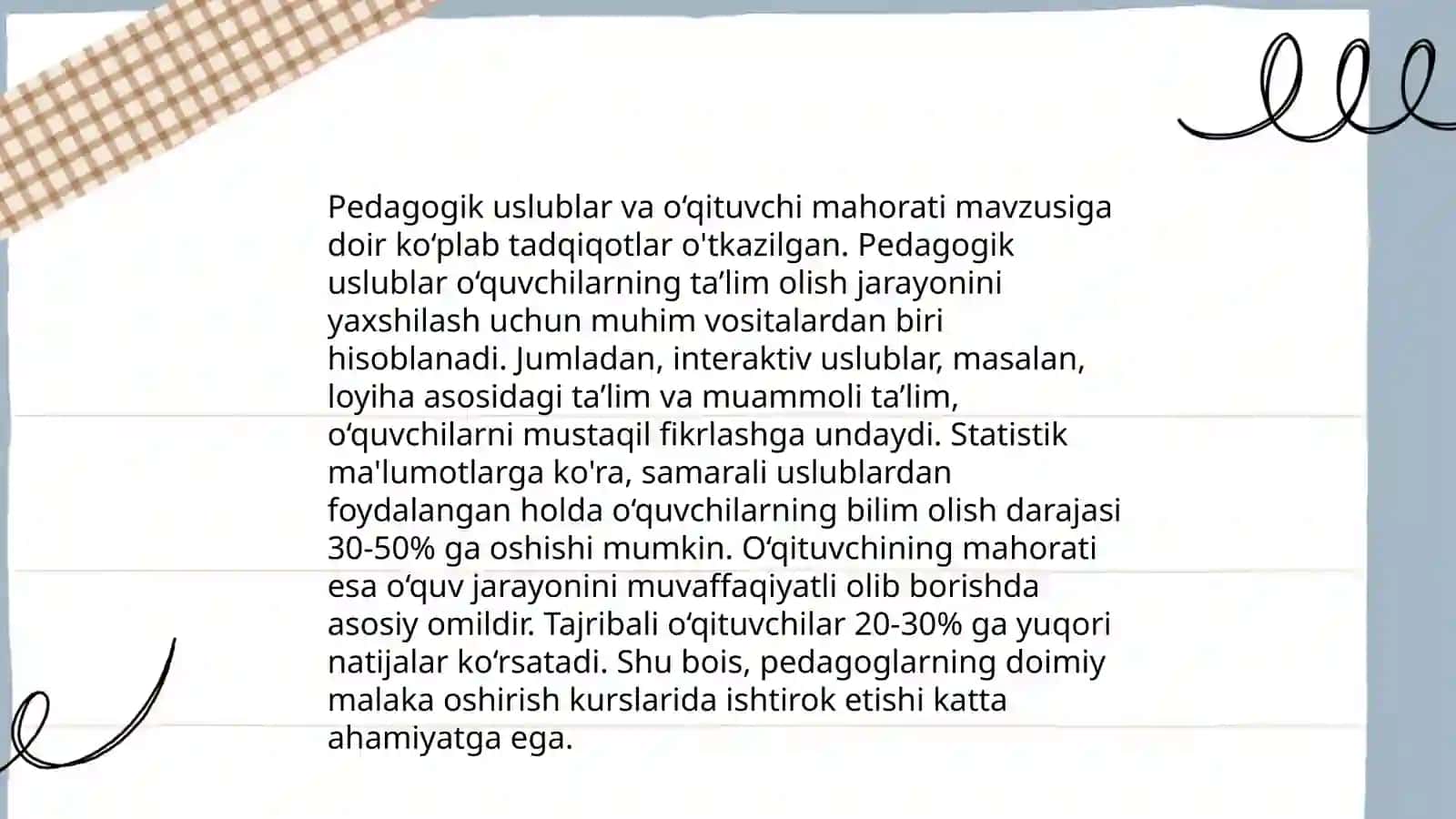 O'qituvchi mahorati masalalari 4