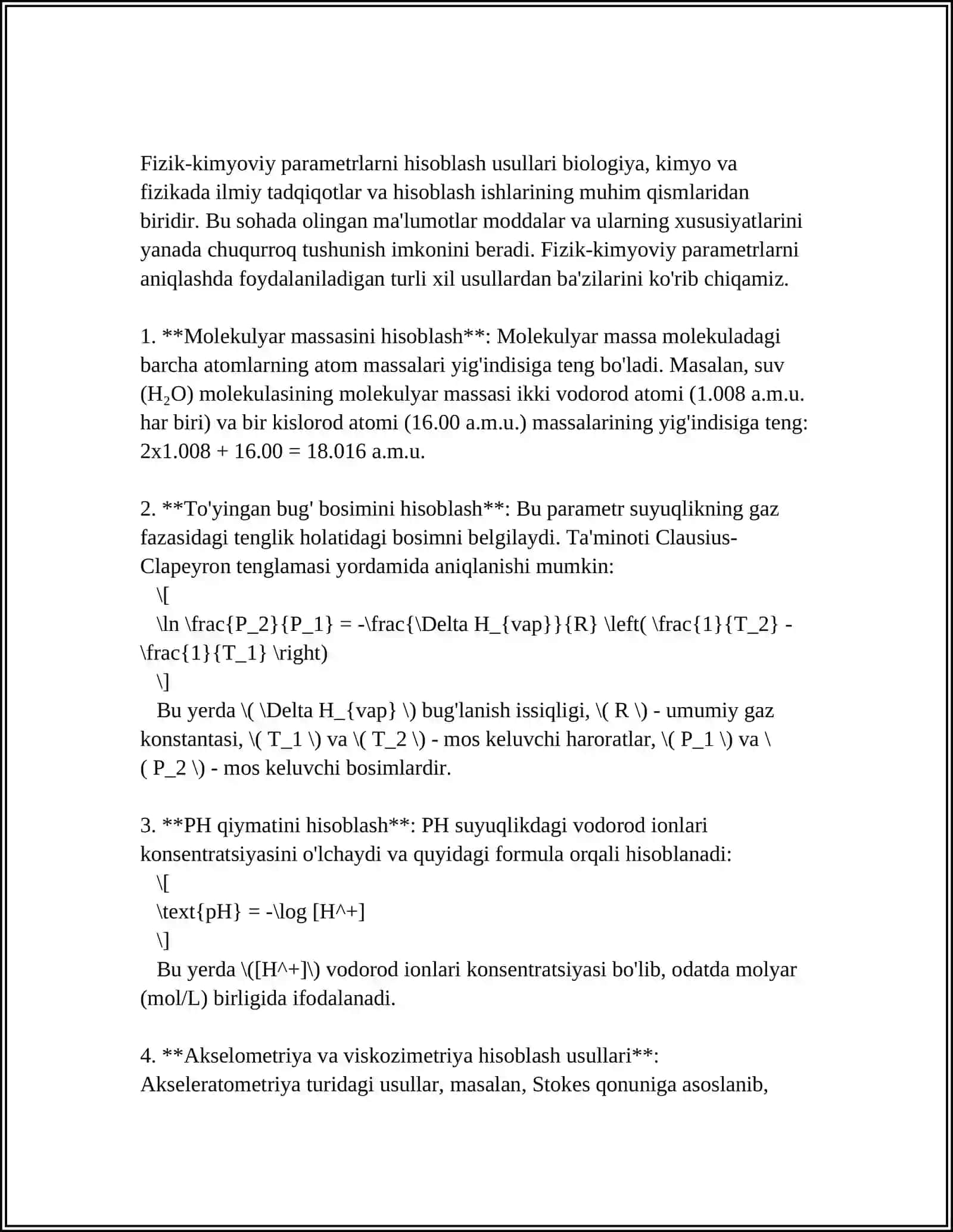 O'RGANILMAGAN BIRIKMALARNING FIZIK KIMYOVIY PARAMETRLARINI BASHORAT QILISH 4