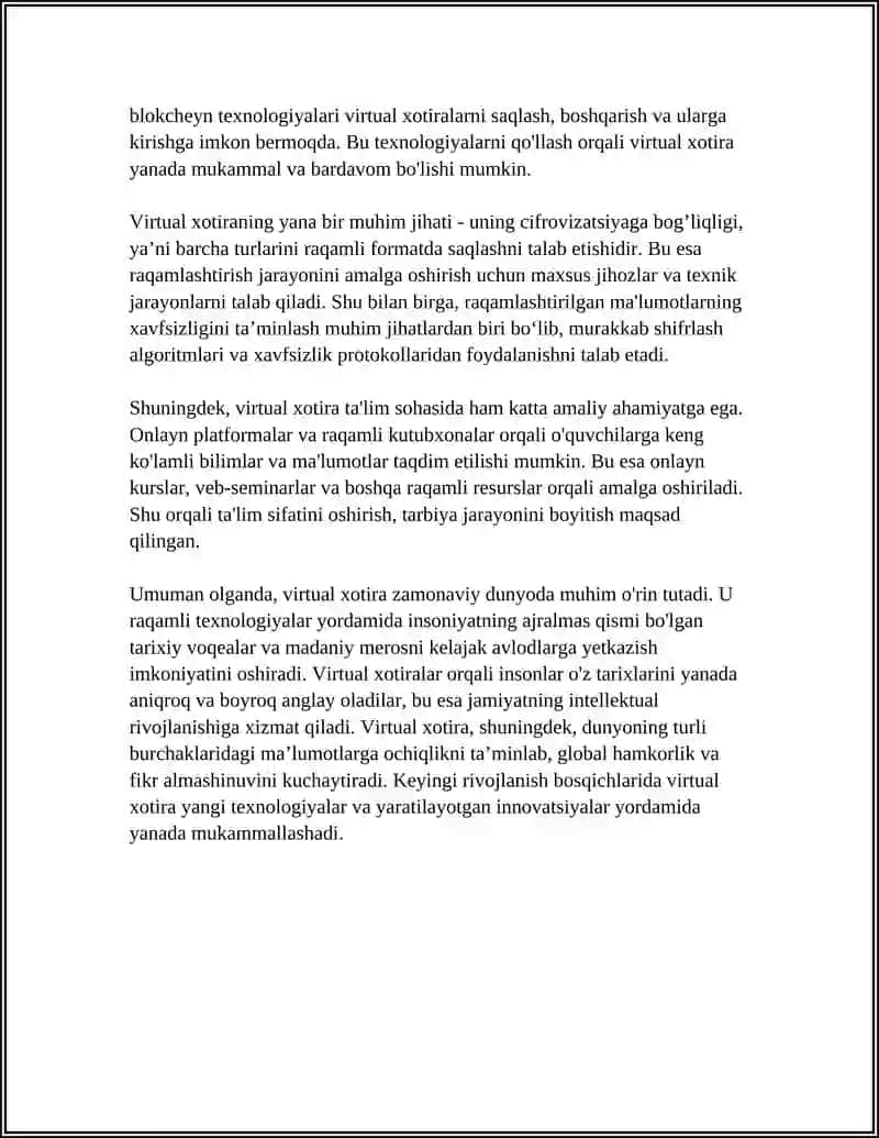 Virtual xotira 4