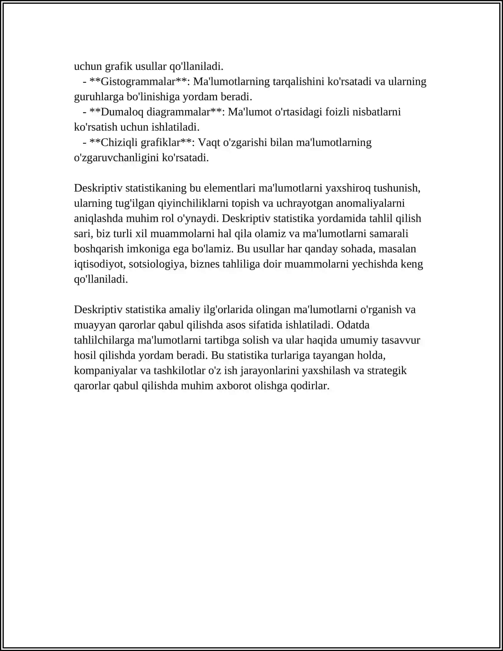 MALUMOTLARNI STATISTIK TAXLIL QILISH VOSITALARI 4