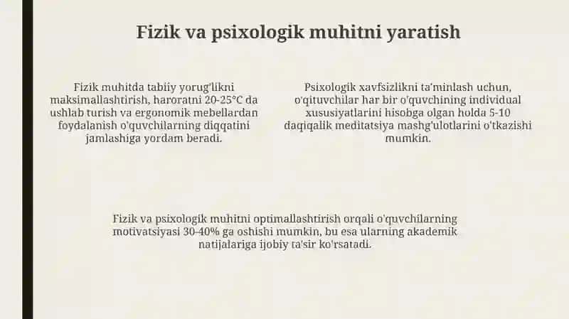 O'quv muhitini tashkil etish tamoyillari 4