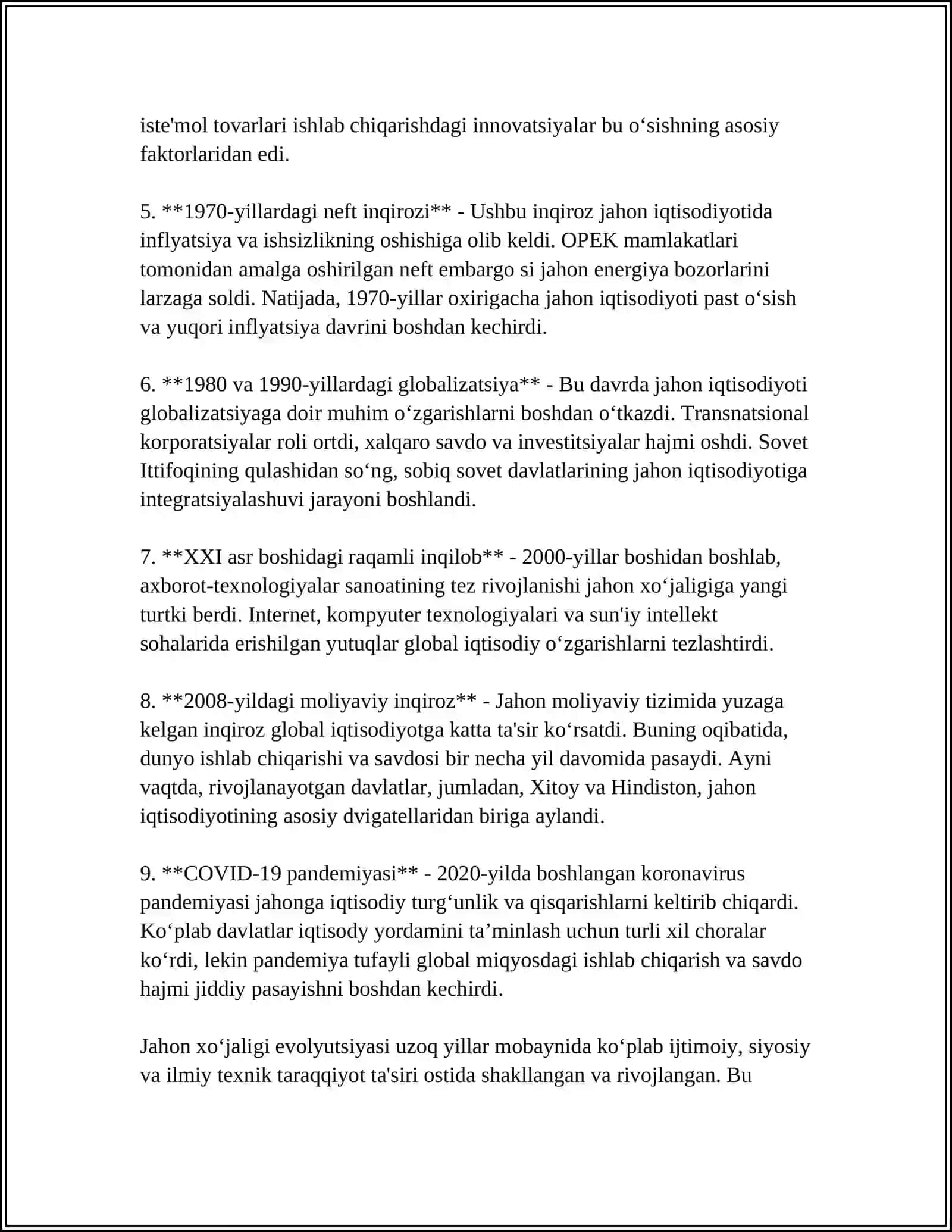JAHON XÕJALIGI VA UNING EVOLYUTSIYASI 4
