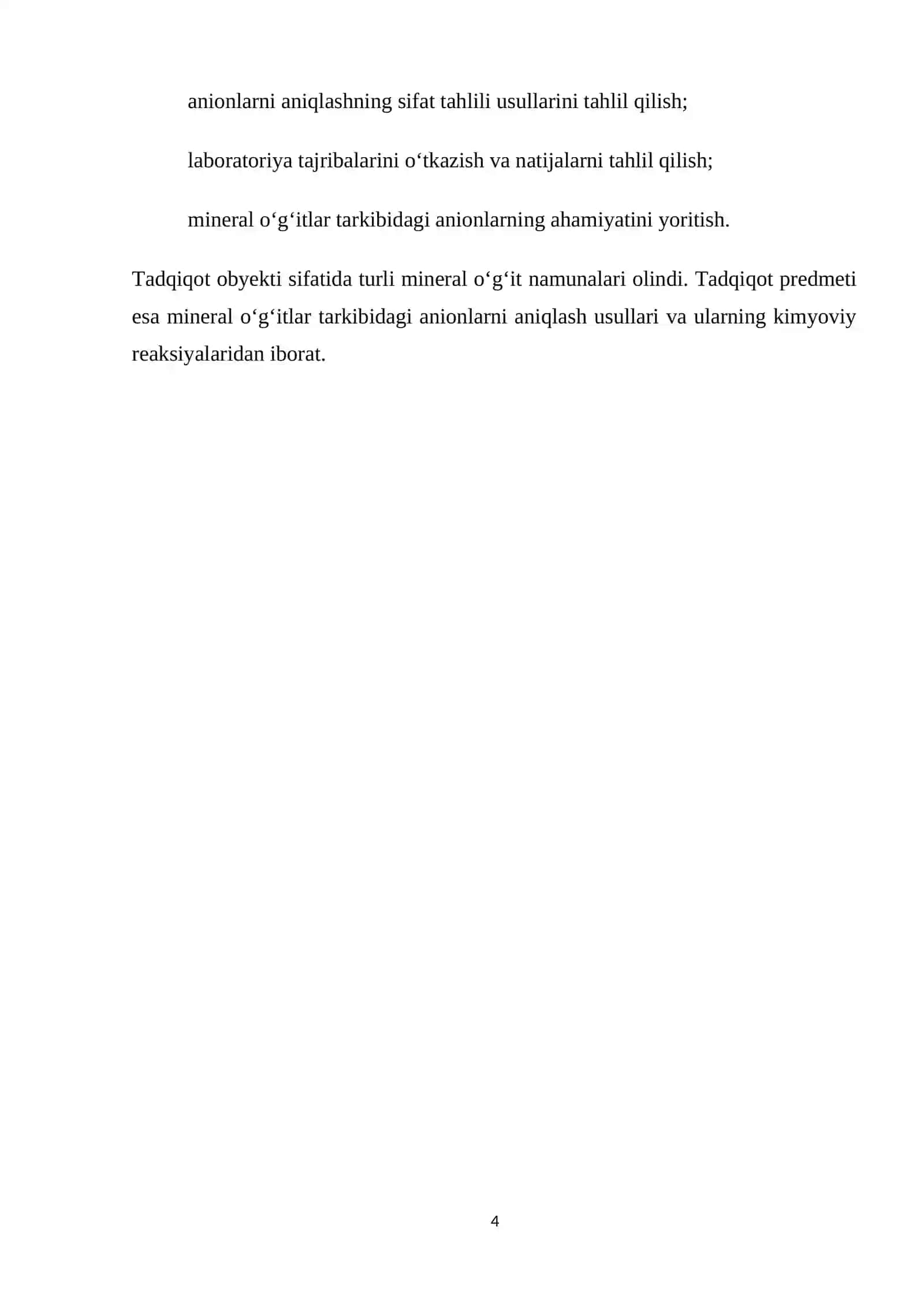 Mineral oʻgʻitlar tarkibidagi anionlarni aniqlash usullari 4